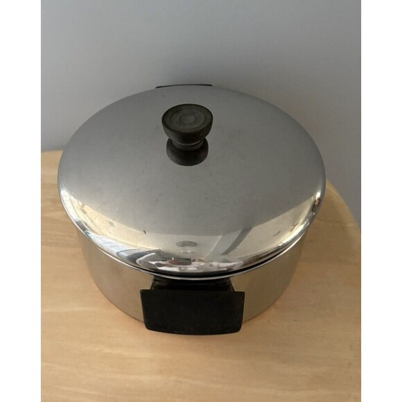 Vintage Revere Ware Copper Bottom 4 qt Pot Stainless Steel w/ Lid Clinton - Picture 3 of 16